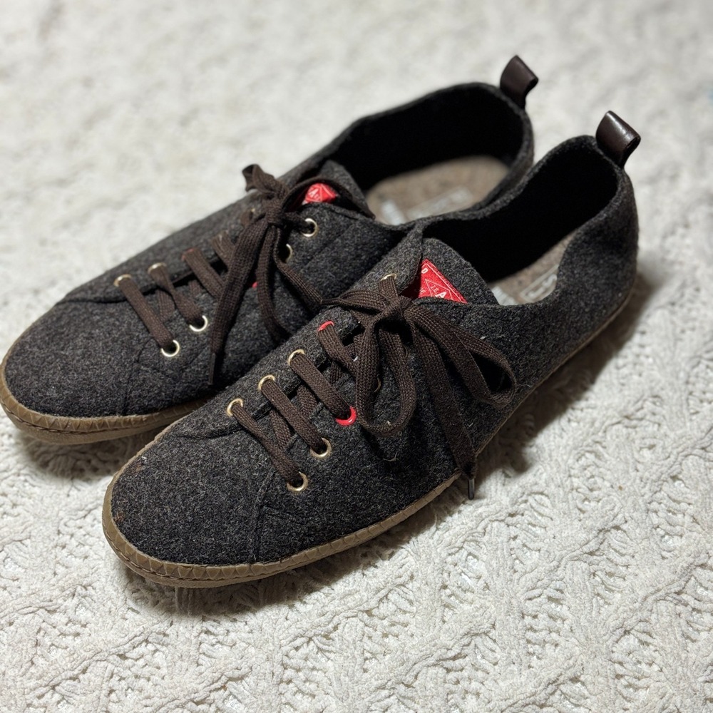 Designer Paul Smith Jeans Wool Sneakers Felt Brown Solid Musa Low‎ Shoes US 12